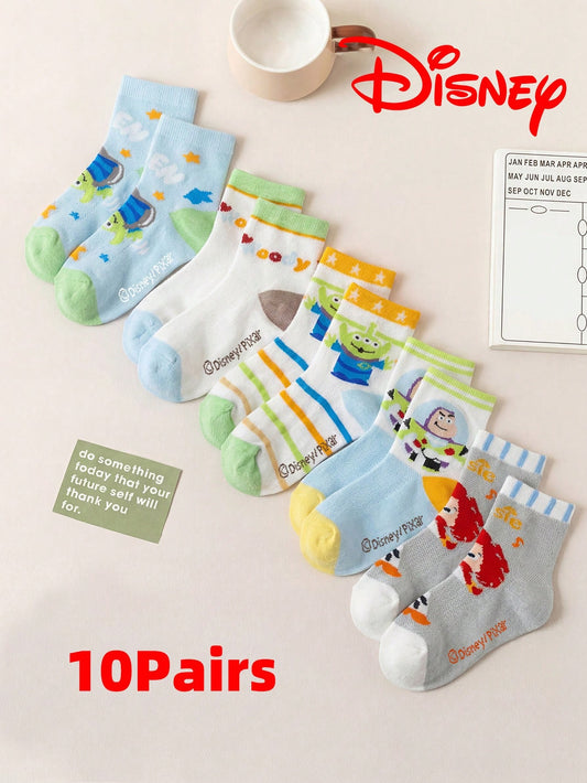 Mummy & Mee 10/5/1 Pair Genuine Disney Mesh Hollow Mid-Calf Socks Multicolor