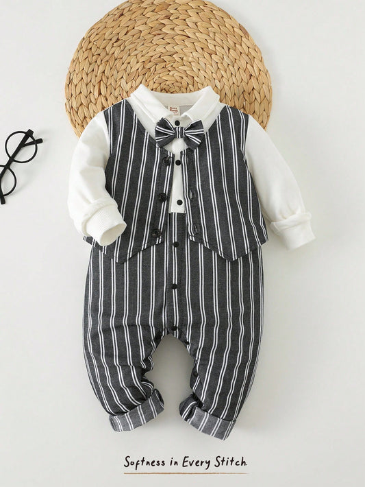 Baby Boy Dark Green Summer Elegant Birthday Contrast Color 2 In 1 Collar Long