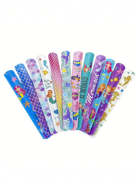 12pcs Mermaid Slap Bracelets Multicolor