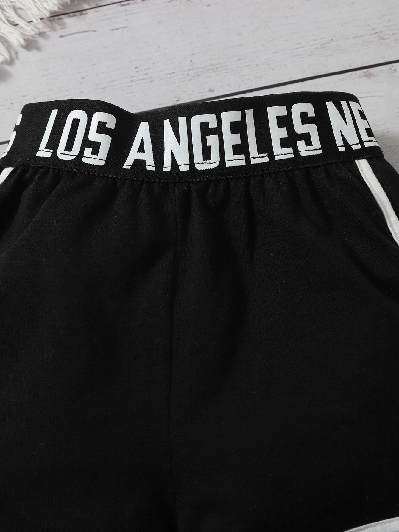 Young Girl Letter Tape Top & Dolphin Shorts