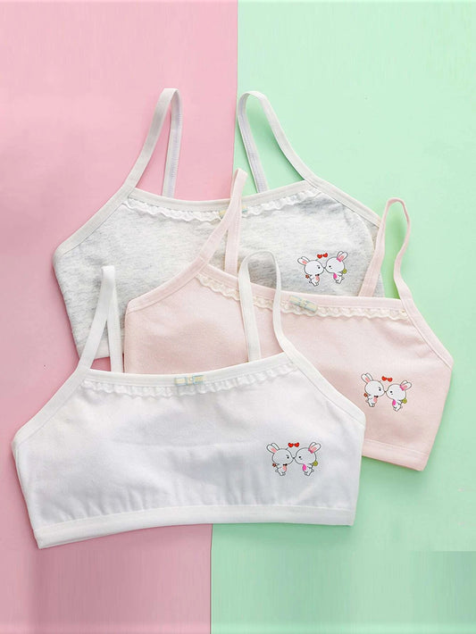 3pcs Tween Girls Wireless Bras Multicolor One-Size