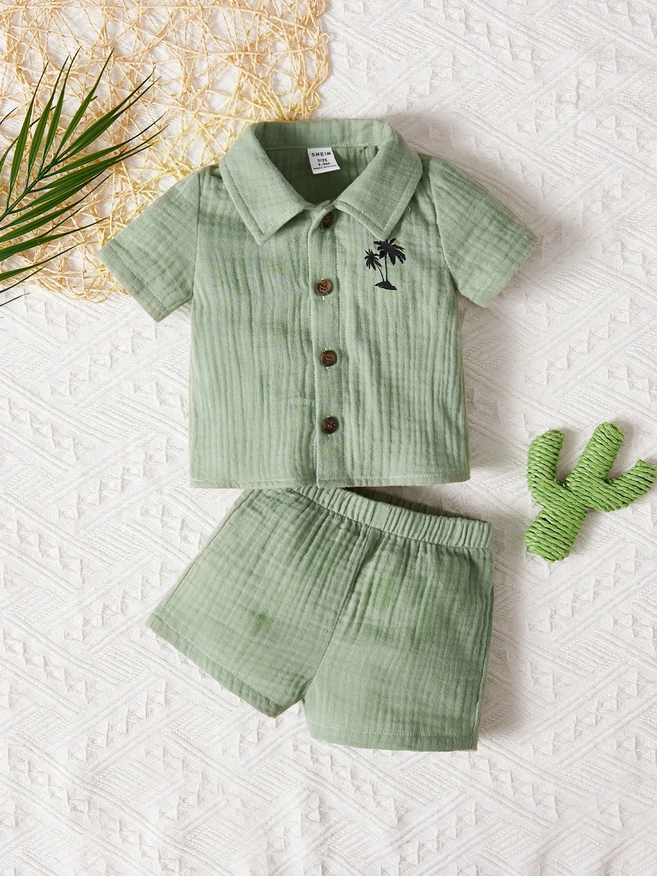 Baby Boy/Girl Casual Vacation Shirt And Shorts Set Mint Green