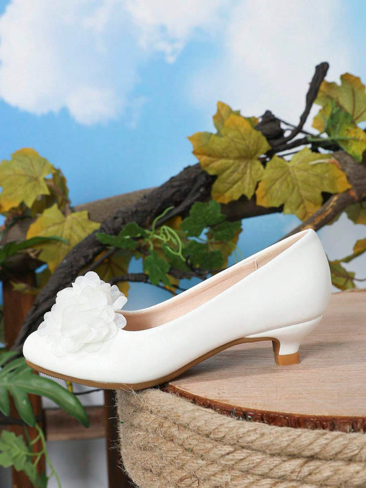 Girls Flower Decor Slip On Flats For Outdoor