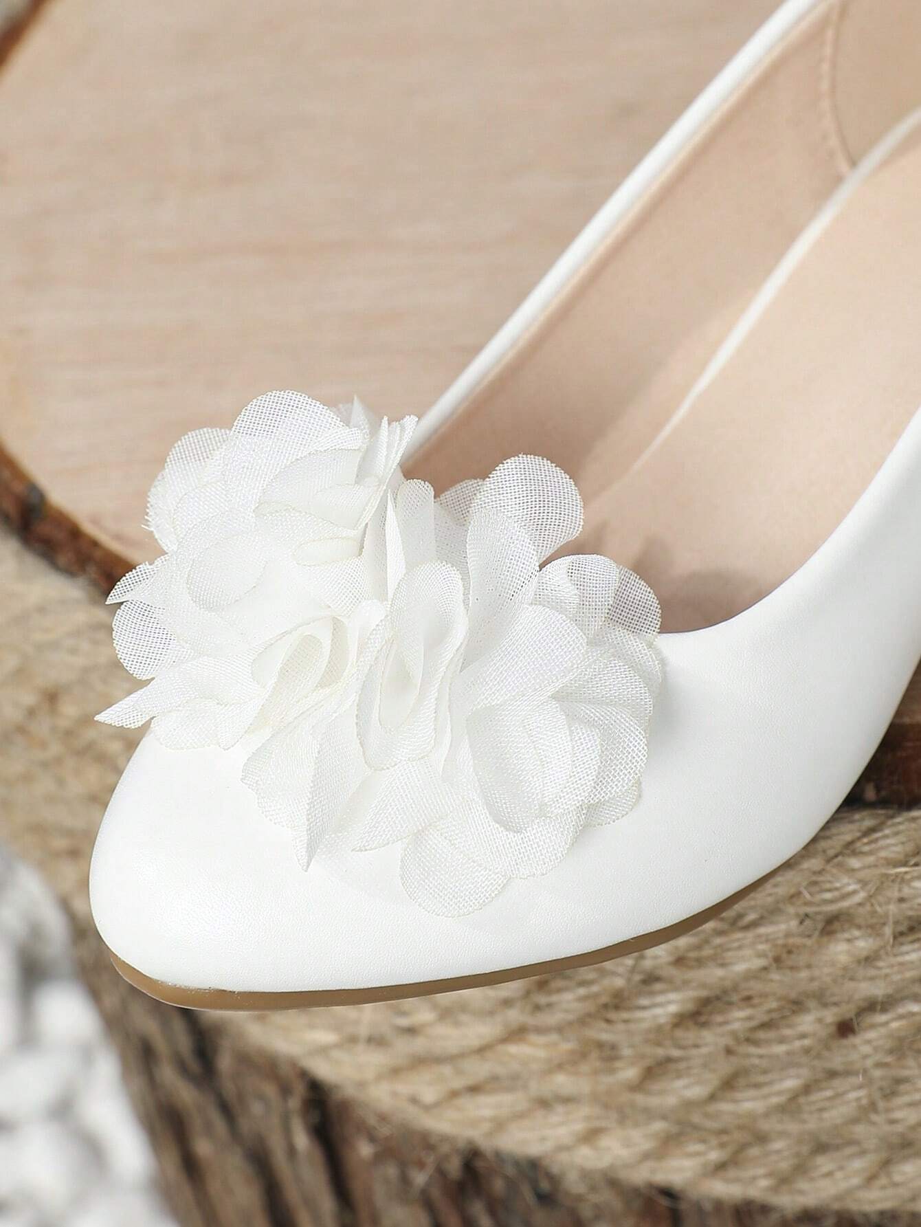 Girls Flower Decor Slip On Flats For Outdoor