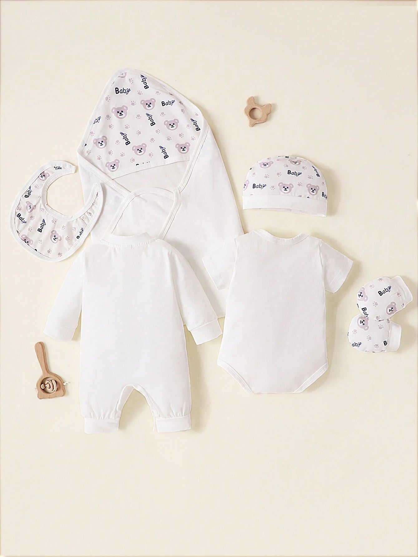 Newborn Baby Boy Cartoon Graphic Bodysuit & Jumpsuit & Blanket & Hat & Bib & Gloves