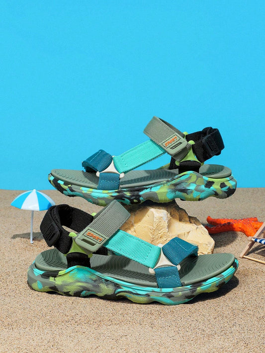1 Pair Kids Boys' Summer Dual Strap Camo Sports Beach Sandals Multicolor