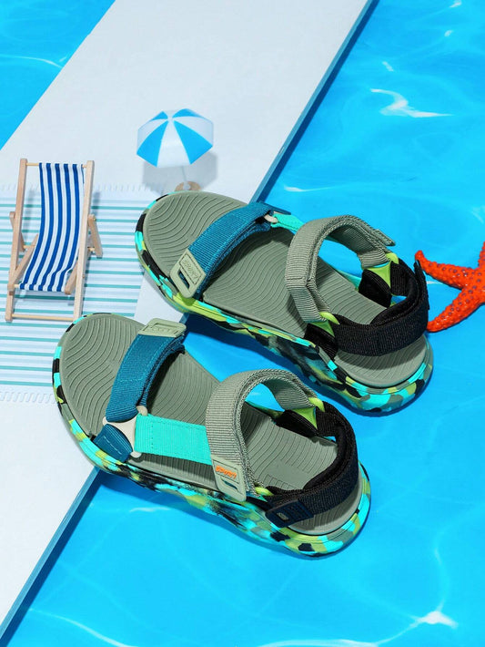 1 Pair Kids Boys' Summer Dual Strap Camo Sports Beach Sandals