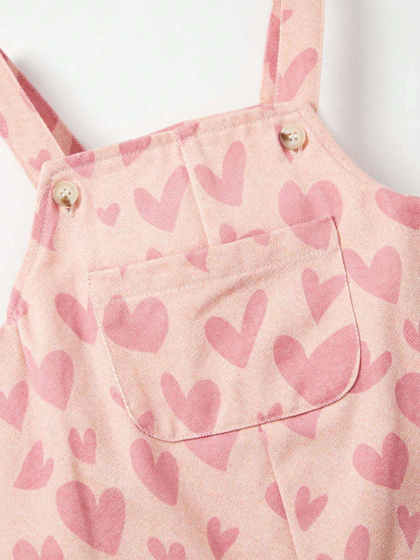Cozy Pixies Baby Girl Allover Heart Print Overall Jumpsuit