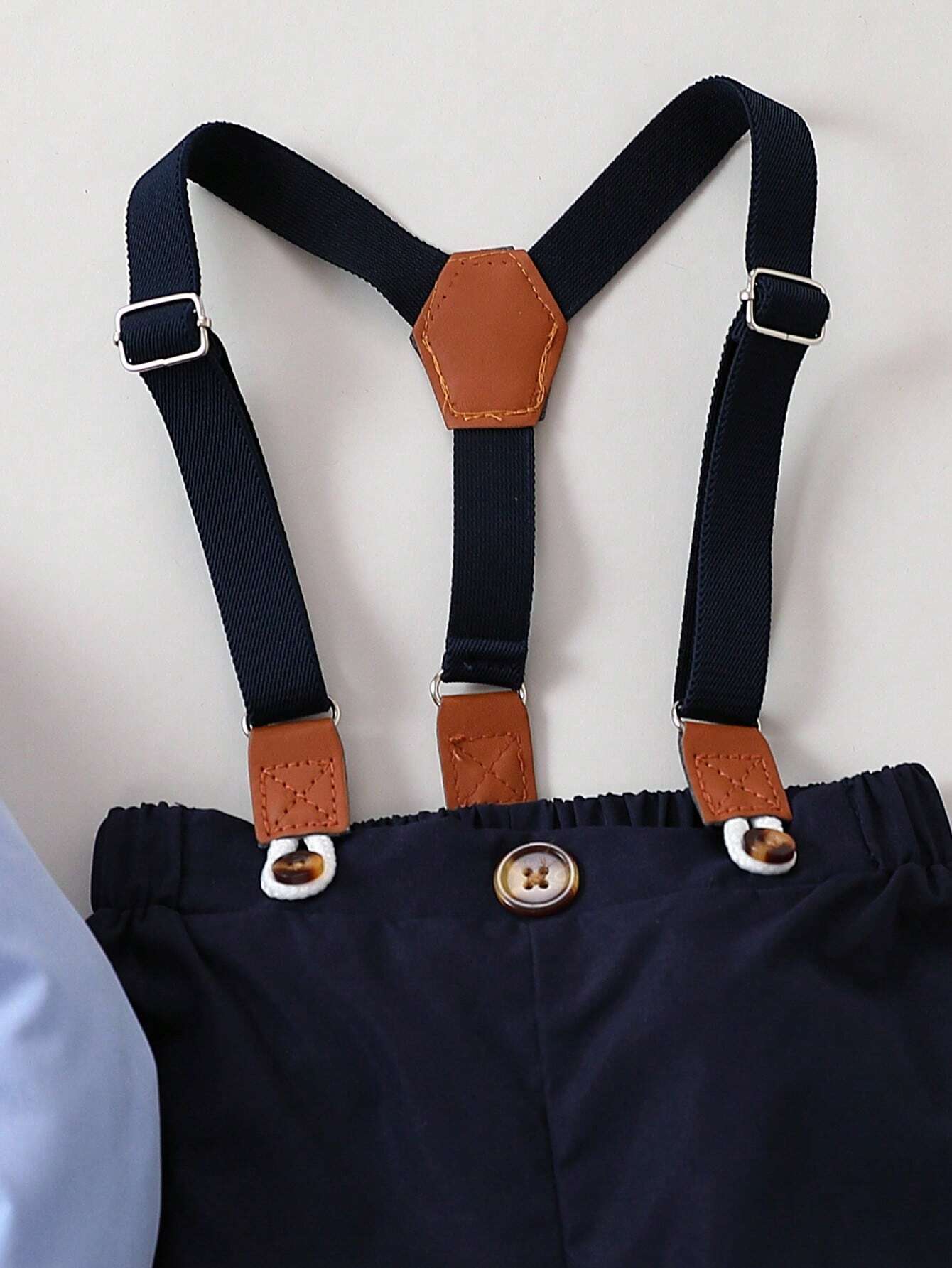 Baby Boy Gentleman Outfit With Bow Tie Shirt And Suspender Pants
