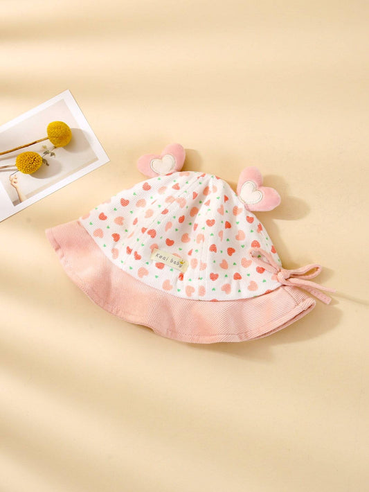 1pc Baby Girls' Cartoon Heart Bucket Hat