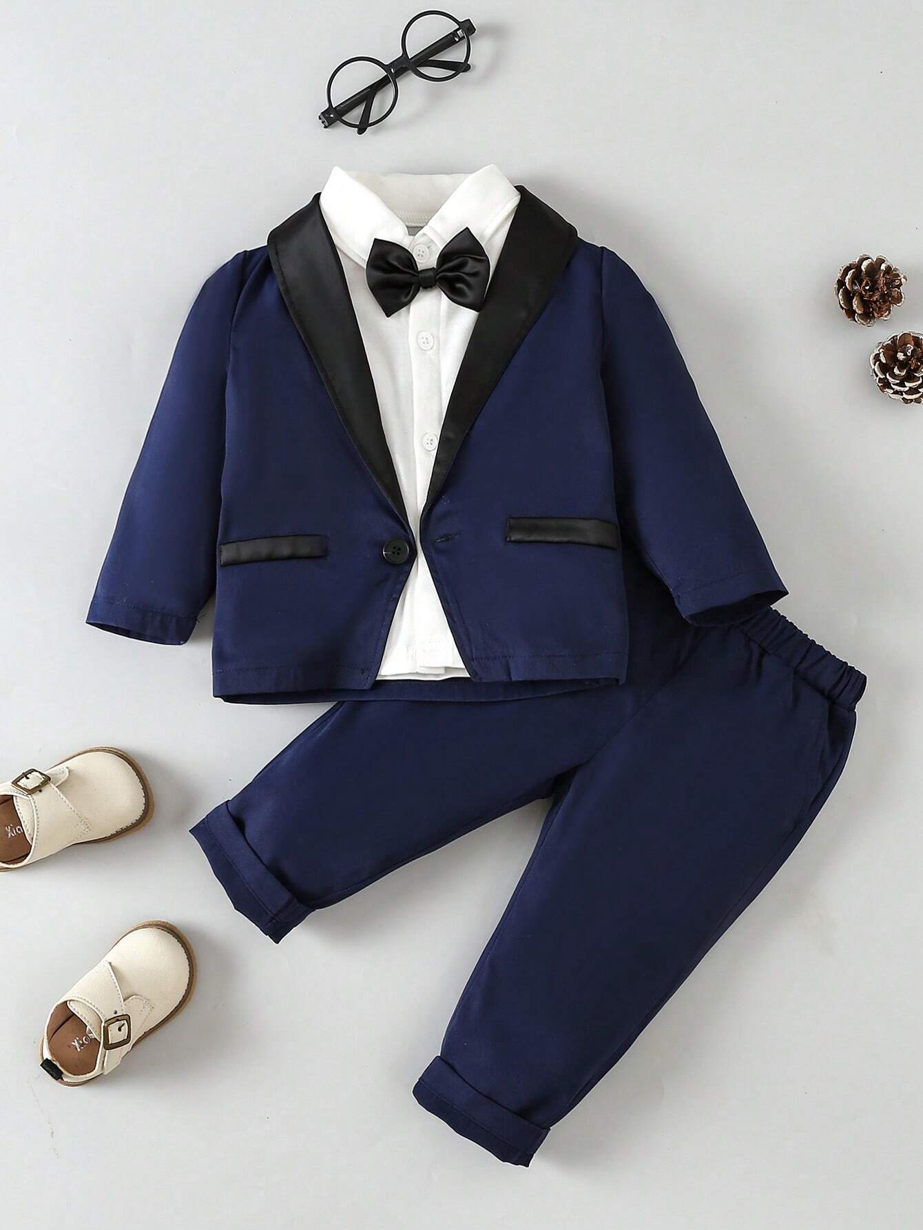 Glamorique Kids Baby Boys' Gentleman Suit, Fashionable And Gorgeous, Suitable For Birthday Party Multicolor