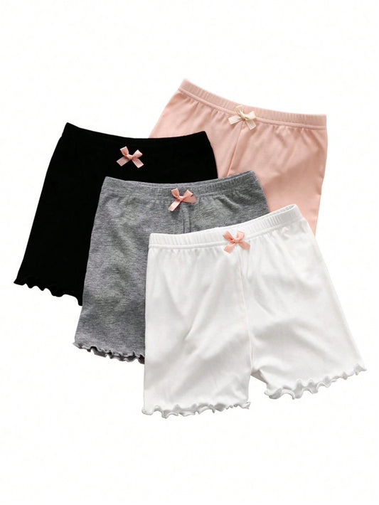4pcs Girls' Safety Shorts, Thin Anti-Chafing Underwear Multicolor