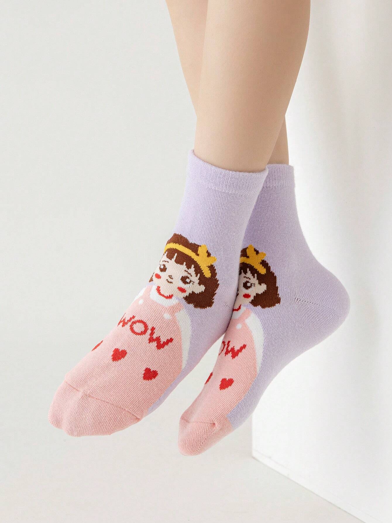 5pairs/Pack Unisex Kids Sweet Princess Style Mid-Calf Socks