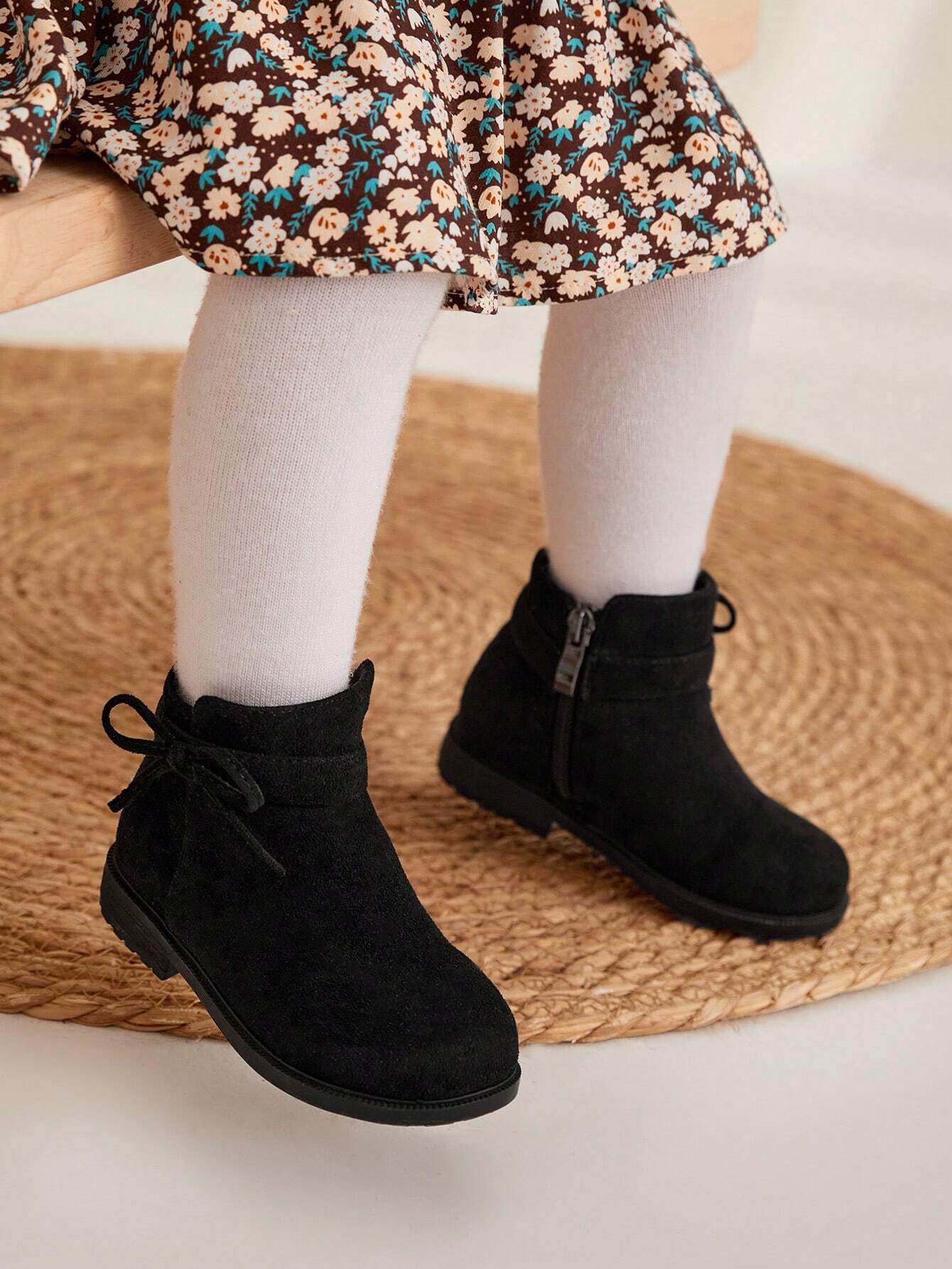 Cozy Pixies Baby Girls Bow Decor Breathable Fashion Classic Boots Black