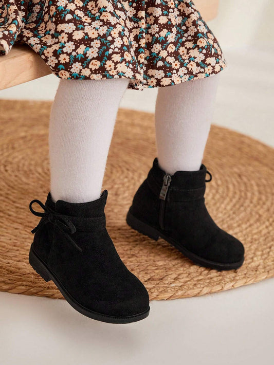 Cozy Pixies Baby Girls Bow Decor Breathable Fashion Classic Boots Black