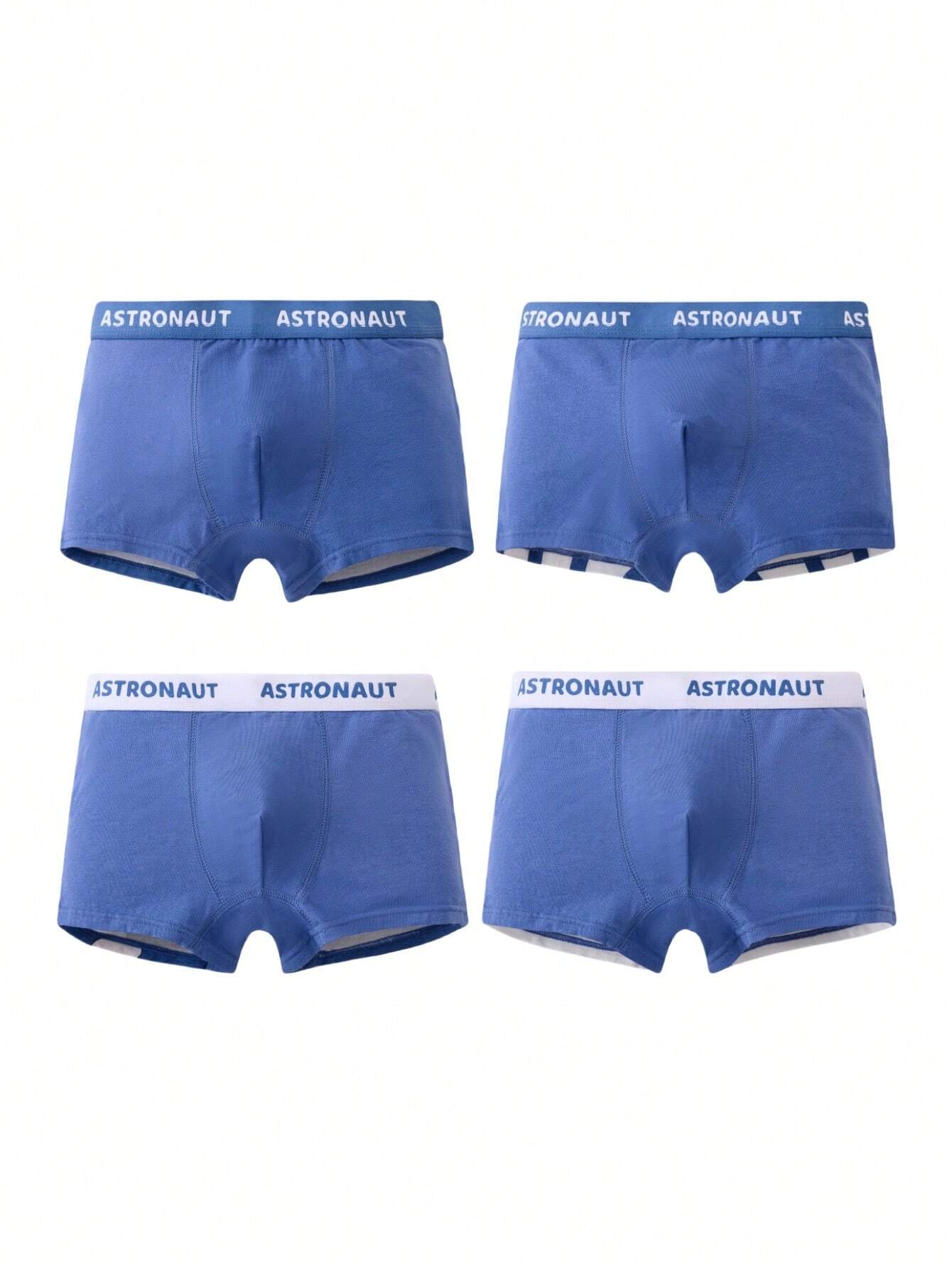 4pcs/Pack Young Boy Construction Vehicle Printed Boxer Briefs