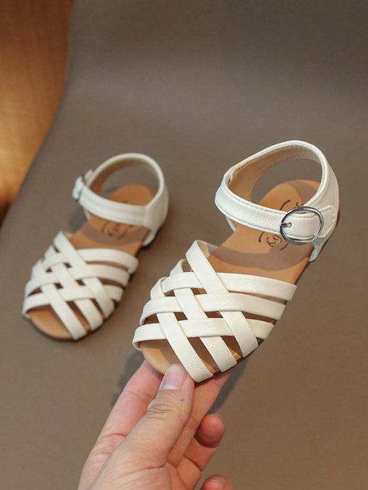 Newborn Baby Girls' Sandals, Kids' Flat Casual Princess Shoes White