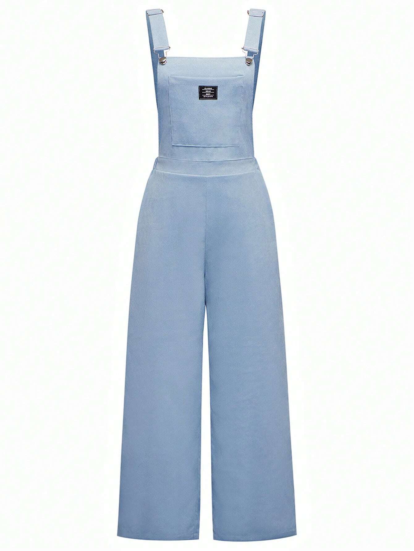 Teenage Girls' Letter Printed Dungaree Jumpsuit Blue