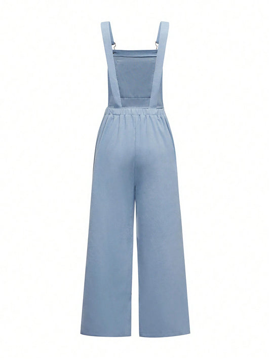 Teenage Girls' Letter Printed Dungaree Jumpsuit