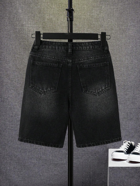 Tween Boys' Distressed Denim Shorts With Washed Details