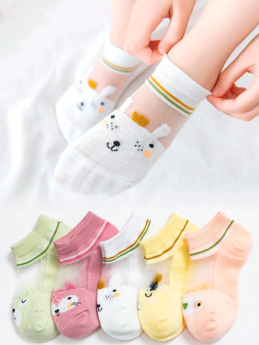 5 Pairs/10 Pairs Children's Cartoon Cute Breathable, Soft And Comfortable Fashionable Short Socks Multicolor