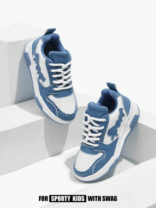 JNSQ And Fashionable Children's Canvas Casual Shoes Blue & White