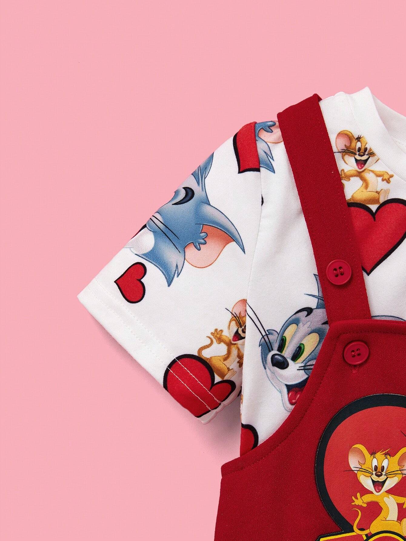 Baby Boy Cartoon Graphic Tee And Jumpsuit Set