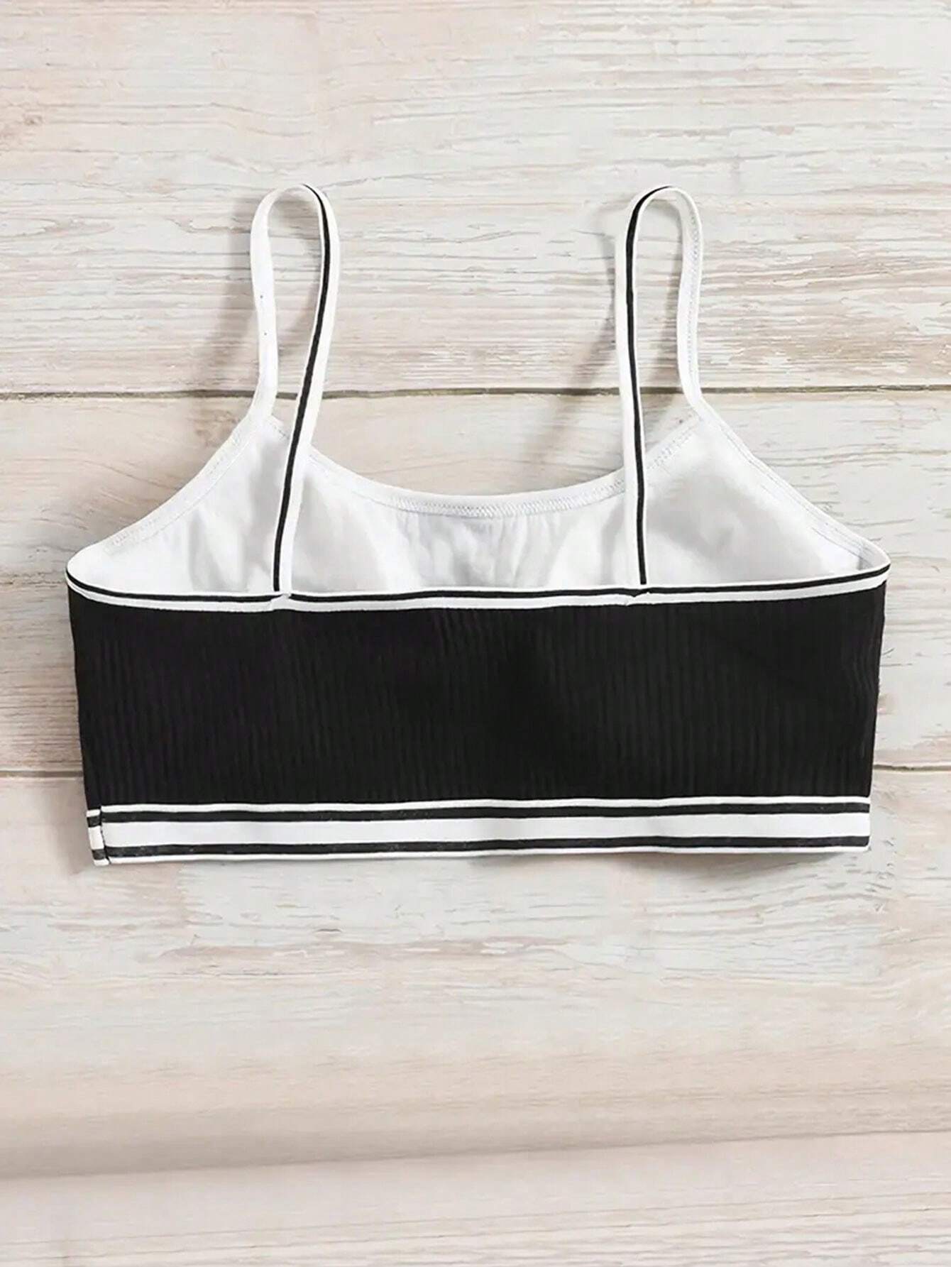 3pcs/Set Tween Girl Vest Style Undergarment With Chest Cup & Anti-Emptied Bra & Camisole