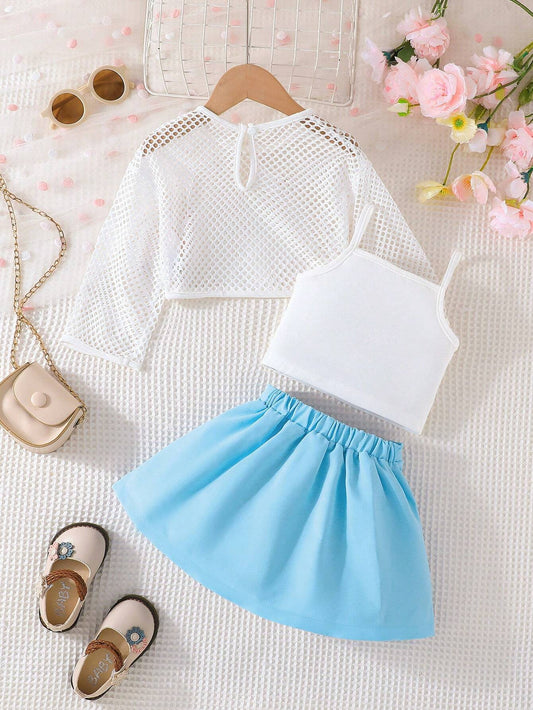 3pcs/Set Young Girl Fashionable Sweet Back To School Outfits