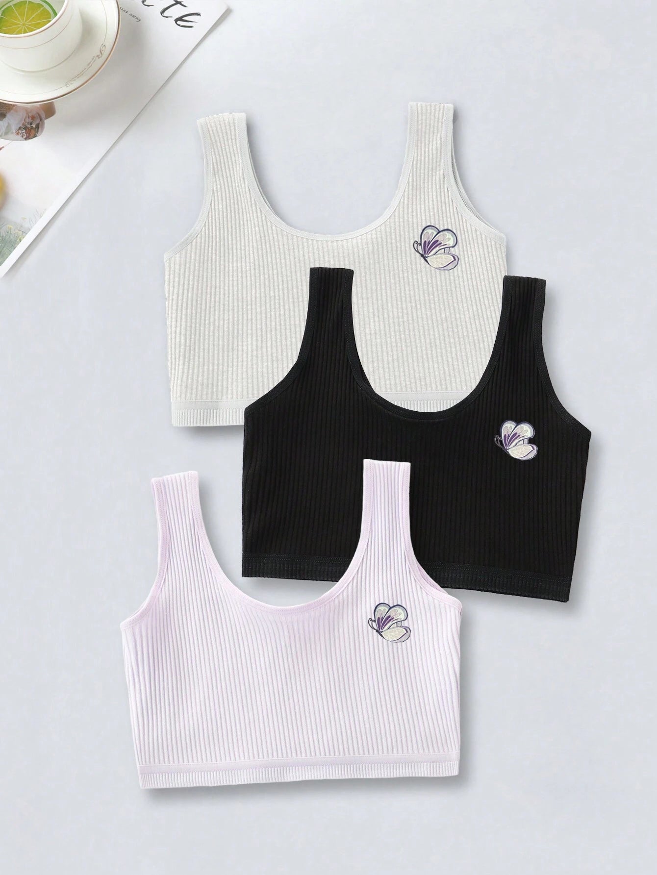 Tween Girls Heart Printed Basic Underwear Set Multicolor
