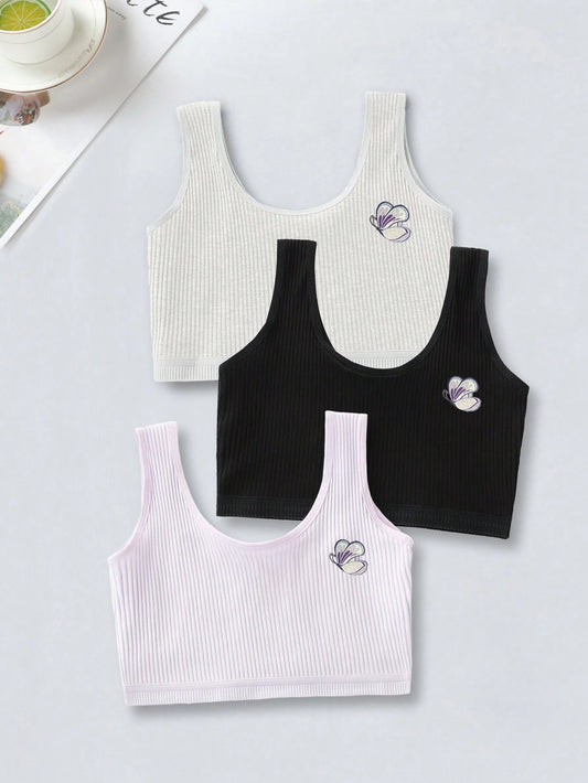 Tween Girls Heart Printed Basic Underwear Set Multicolor