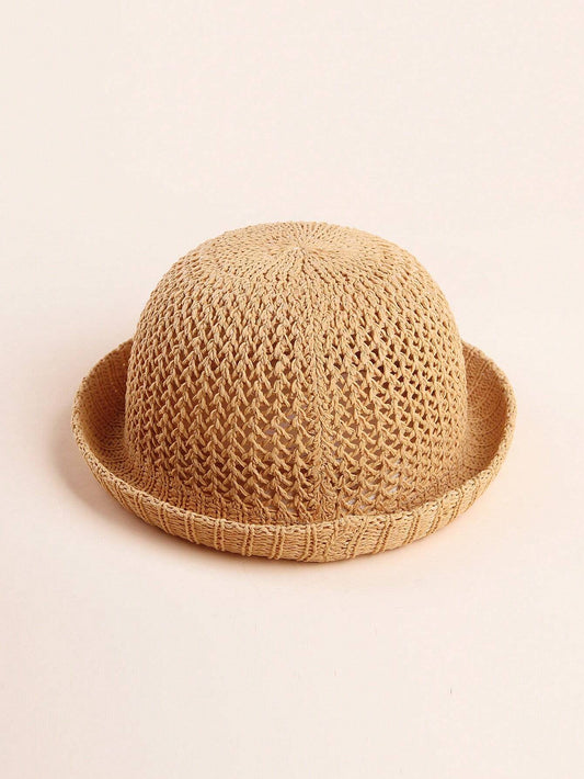 1pc Breathable Knitted Cartoon Bear Decor Sun Hat