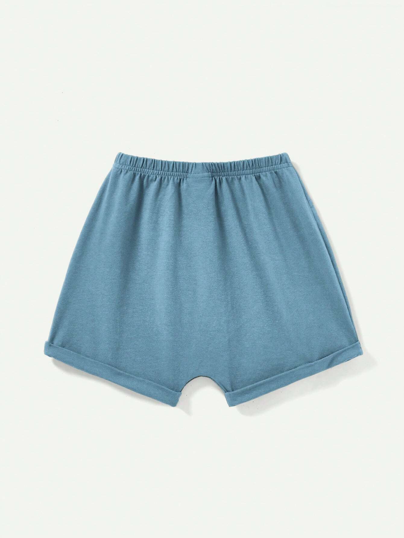 Baby Boys' Color Block Round Neck Short Sleeve Top And Solid Color Shorts Set