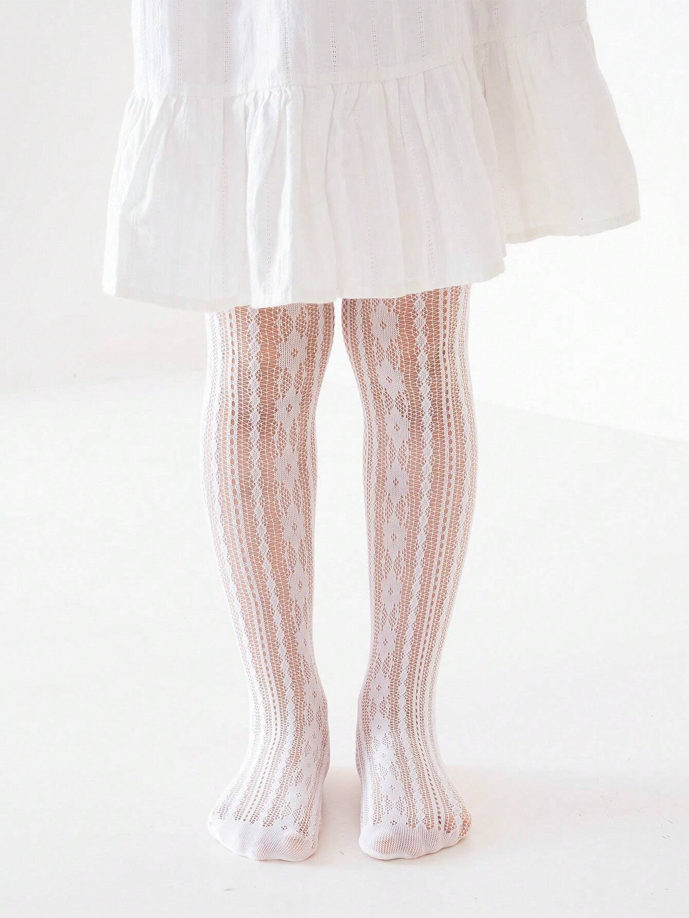 2pairs Girls' Mesh Heart Patterned Leggings