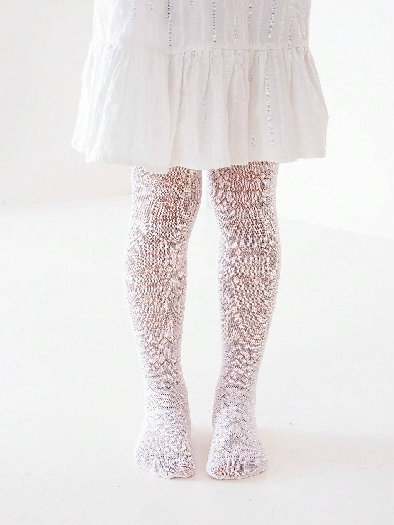 2pairs Girls' Mesh Heart Patterned Leggings