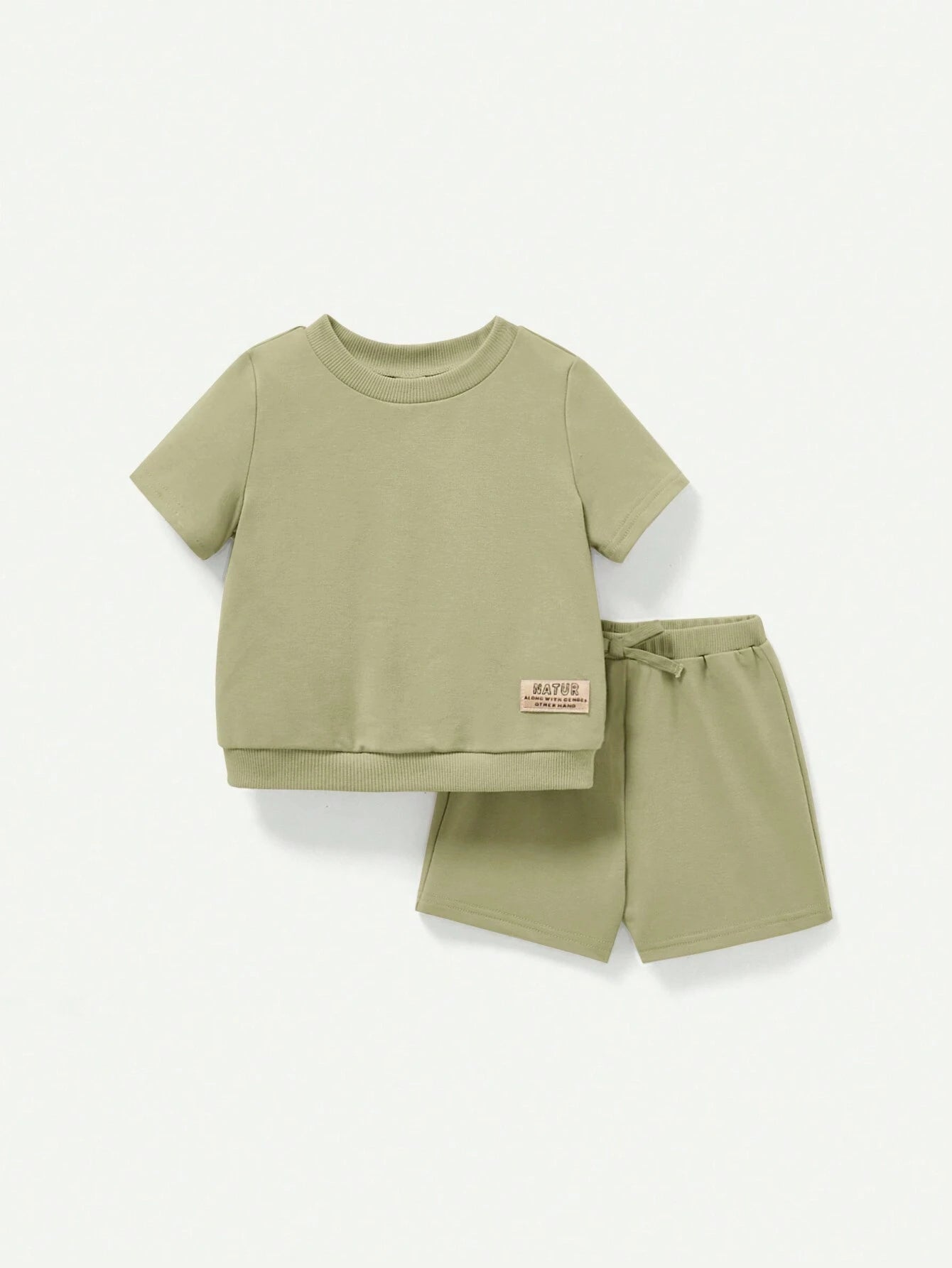 4pcs Baby Boy's Short Sleeve T-Shirt With Woven Label And Shorts Set