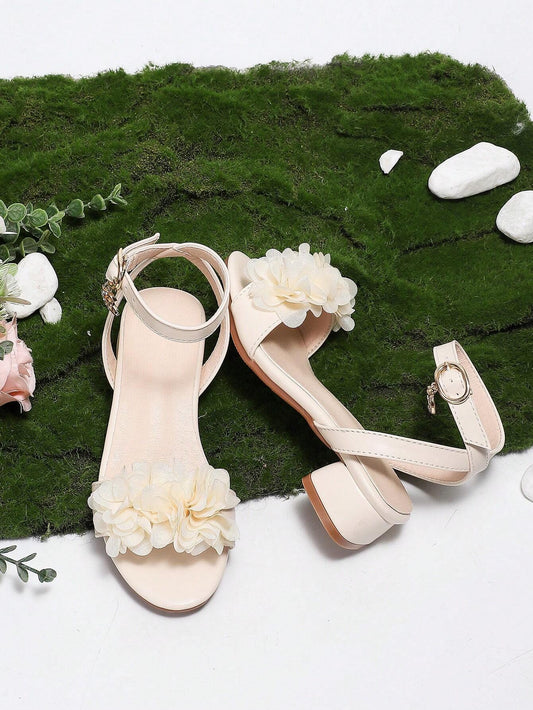 Fashionable & Comfy Children's High-Heeled Sandals Apricot