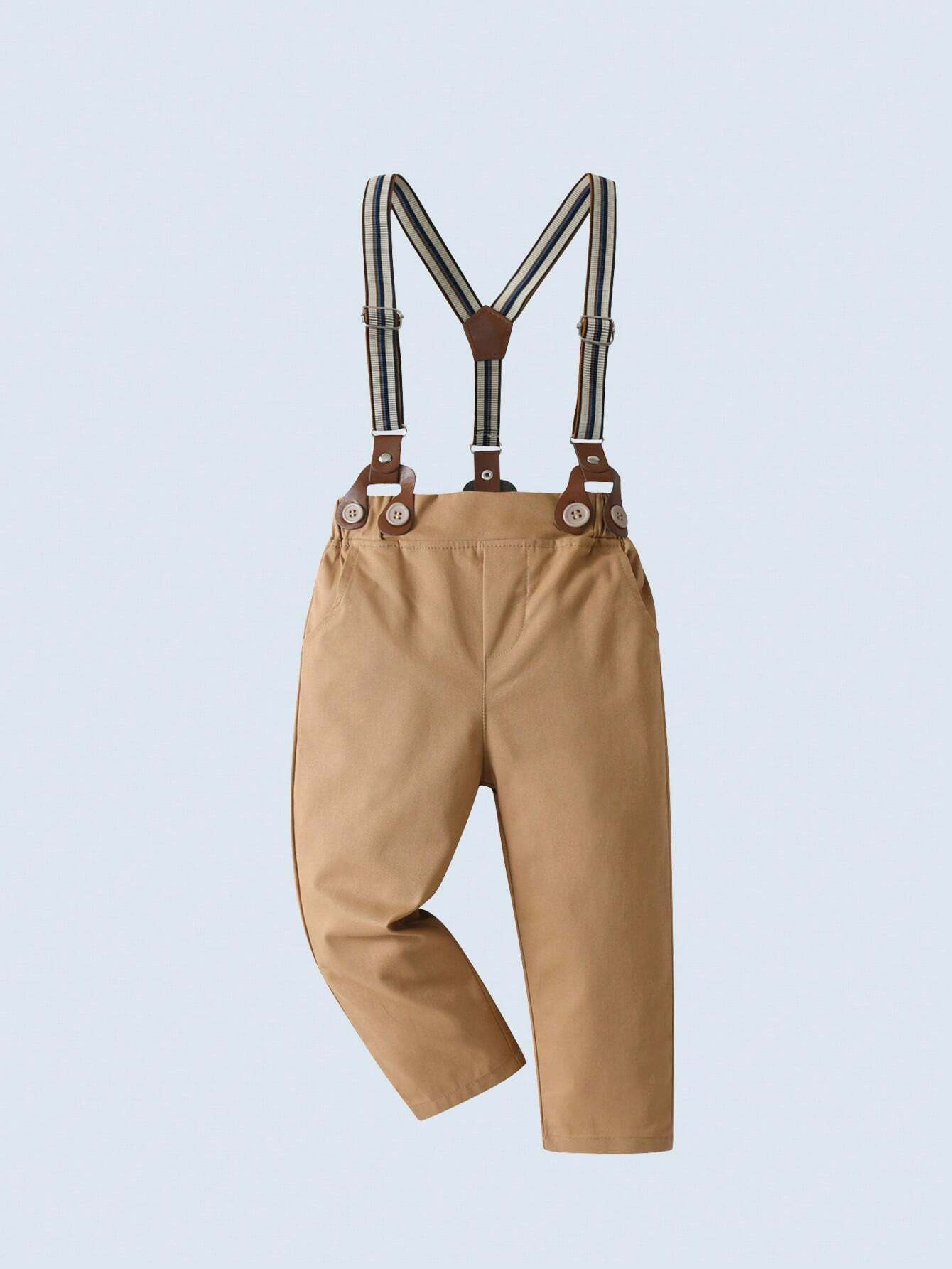 Polka Dot Long Sleeve Shirt With Bow Tie And Suspender Pants