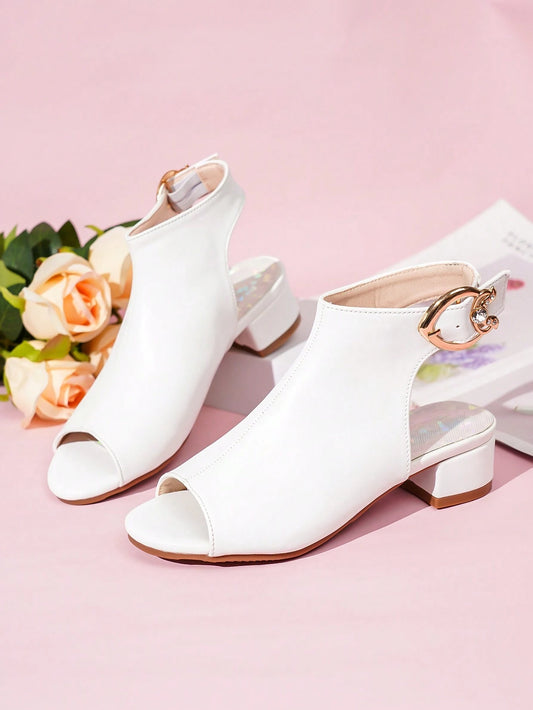 Fashionable Breathable Glitter Low Heels Sandals White