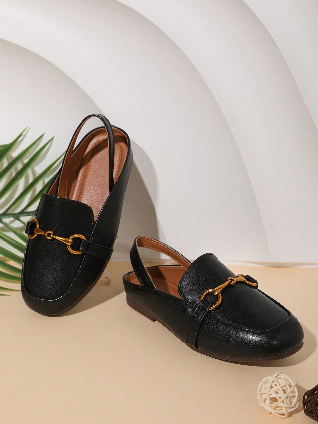 Girls Flat Casual Versatile Back Strap Princess Shoes Black