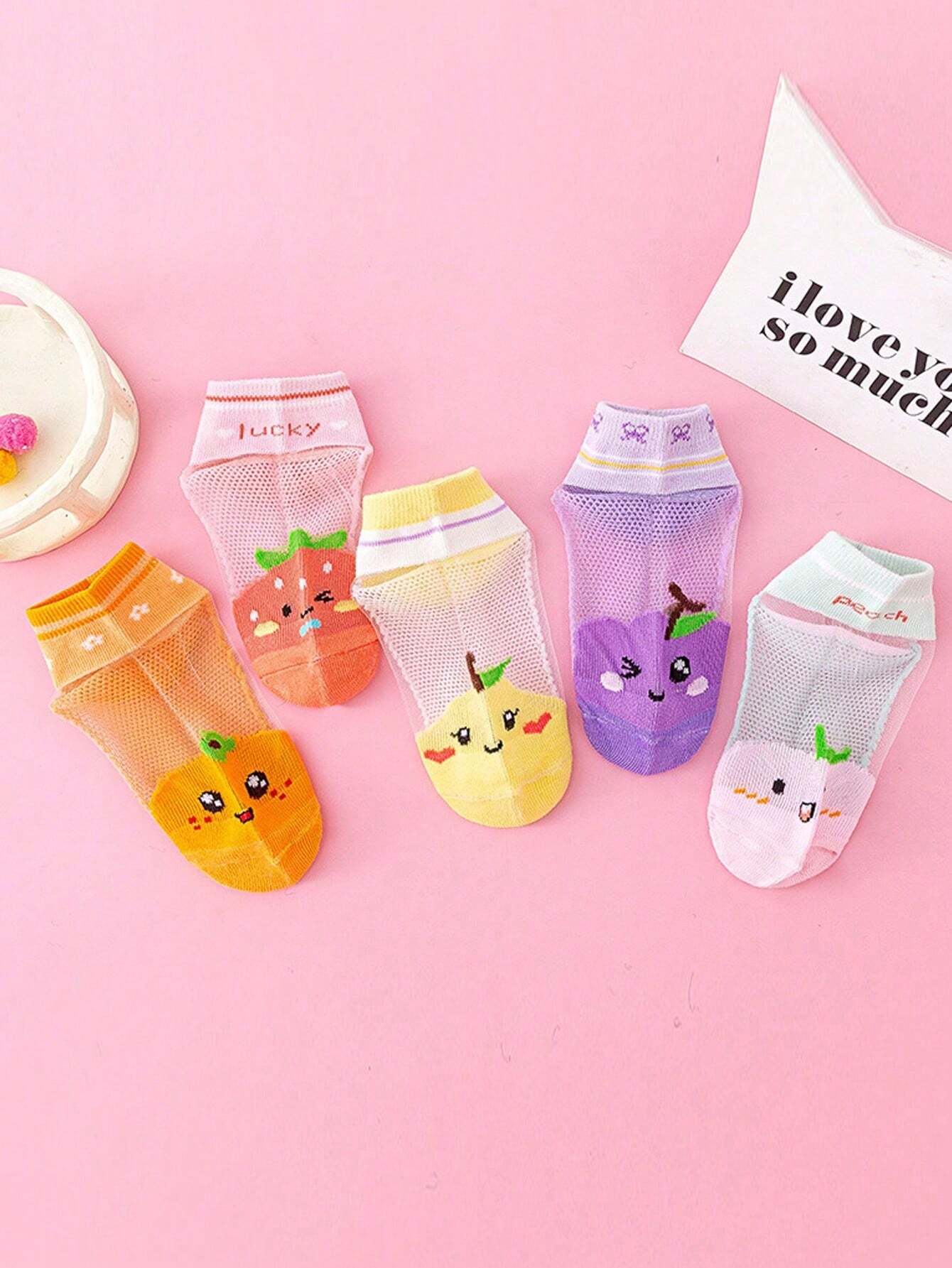 5 Pairs/10 Pairs Children's Cartoon Cute Breathable, Soft And Comfortable Fashionable Short Socks Multicolor 3