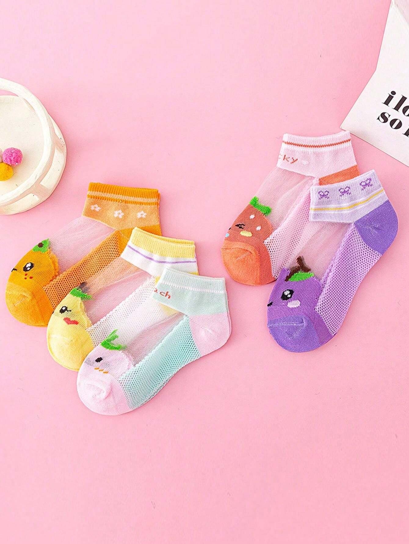 5 Pairs/10 Pairs Children's Cartoon Cute Breathable, Soft And Comfortable Fashionable Short Socks