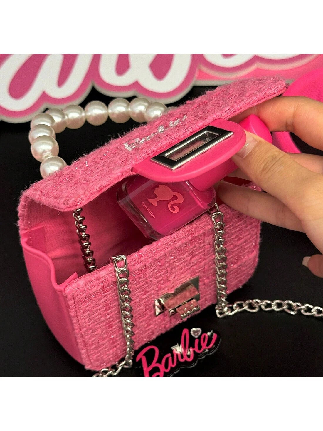 Miniso Barbie Ins Style Handbag Small Chanel-Style Ladies Crossbag, Fashionable And Exquisite Shoulder Bag