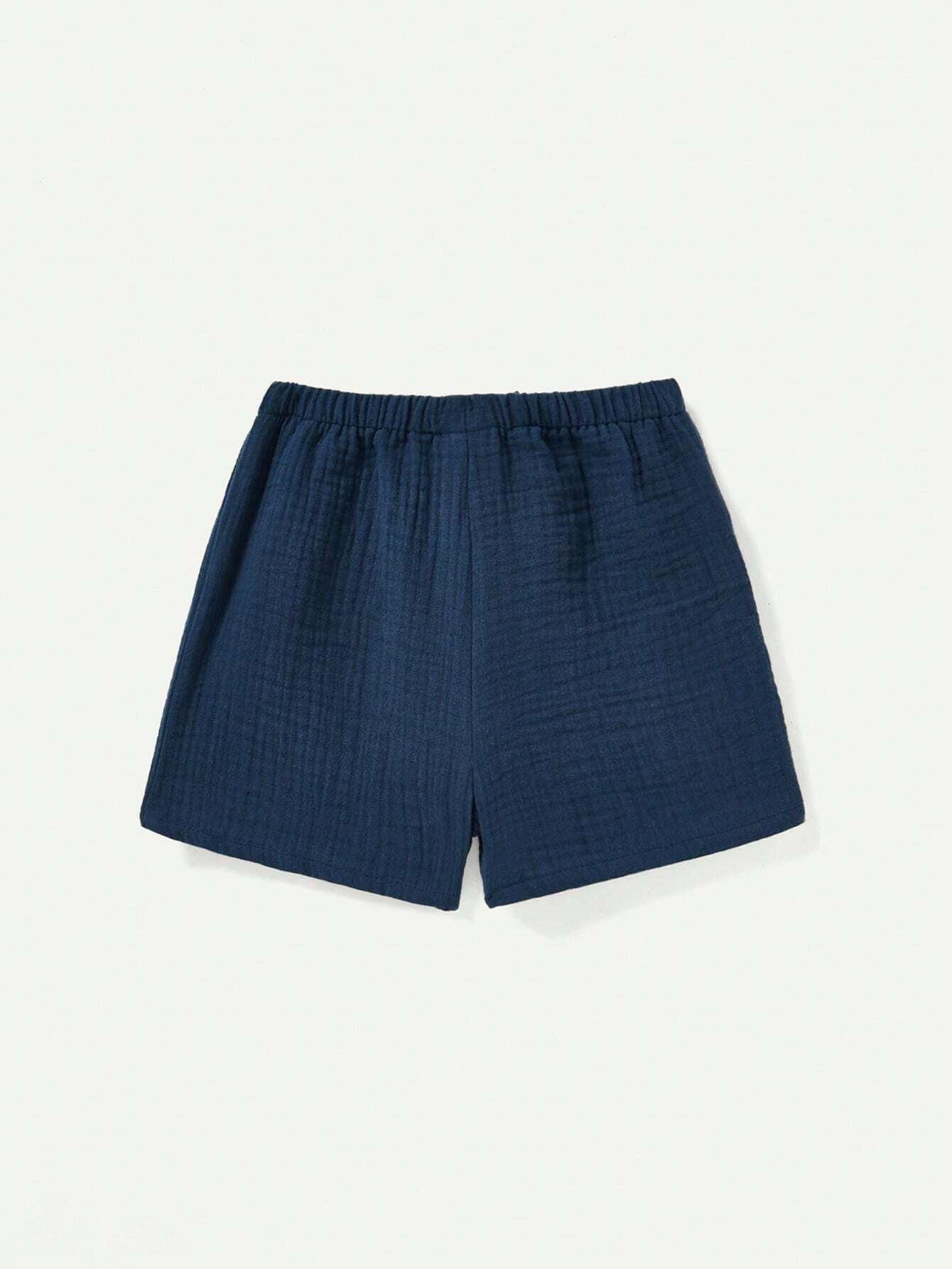Baby Boy's Solid Color Half-Button Collar Pullover Top And Casual Shorts
