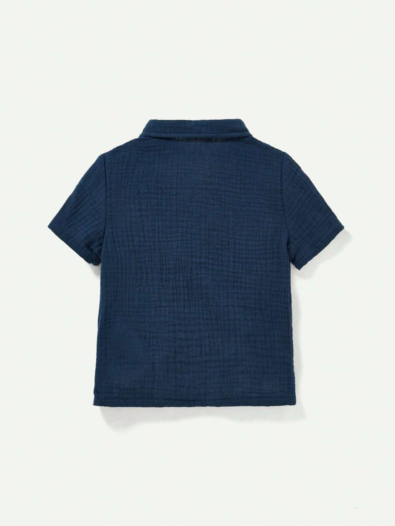 Baby Boy's Solid Color Half-Button Collar Pullover Top And Casual Shorts