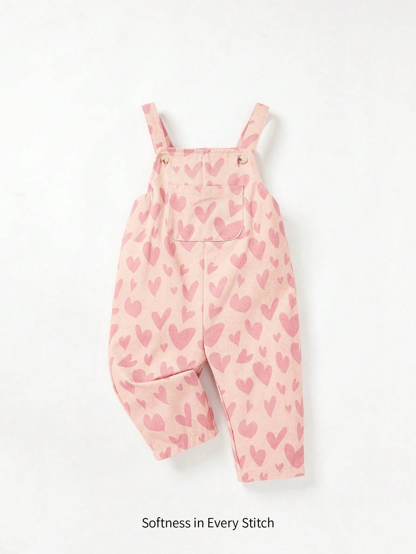 Cozy Pixies Baby Girl Allover Heart Print Overall Jumpsuit Multicolor