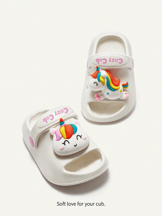 Cute Unicorn Design Soft, Comfortable, Anti-Slip And Durable Baby Sandals White