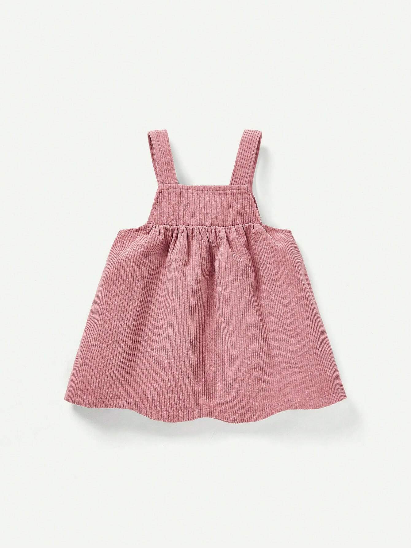 Baby Girls' Heart Pattern Round Neck Long Sleeve Top And Suspender Skirt Set