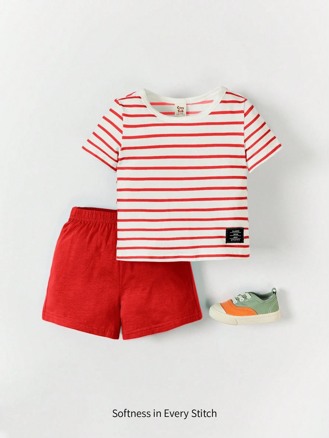 Baby Boy Striped T-Shirt And Shorts Outfit Red