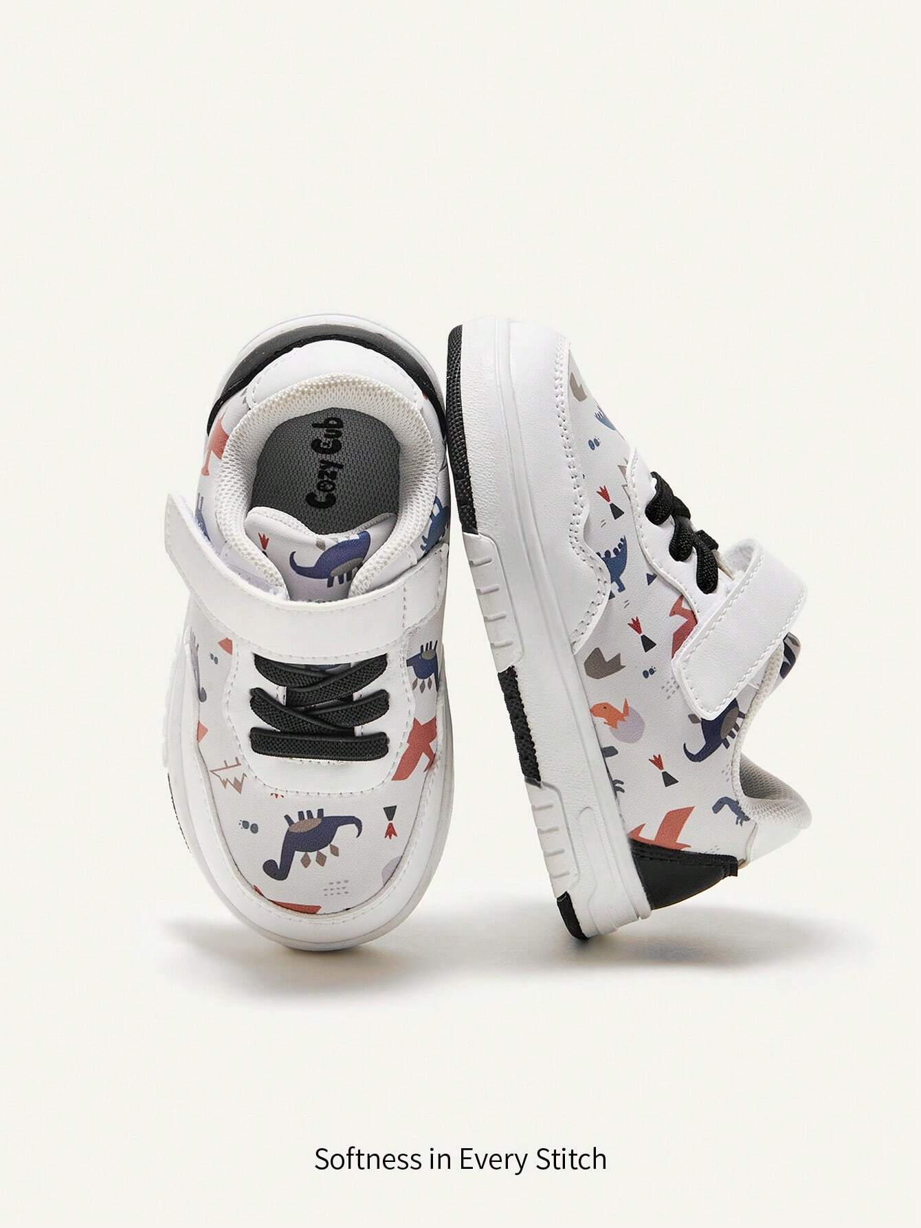 Baby Girls' Super Soft Heart Printed Anti-collision Toe And Anti-slip Sole Sneakers